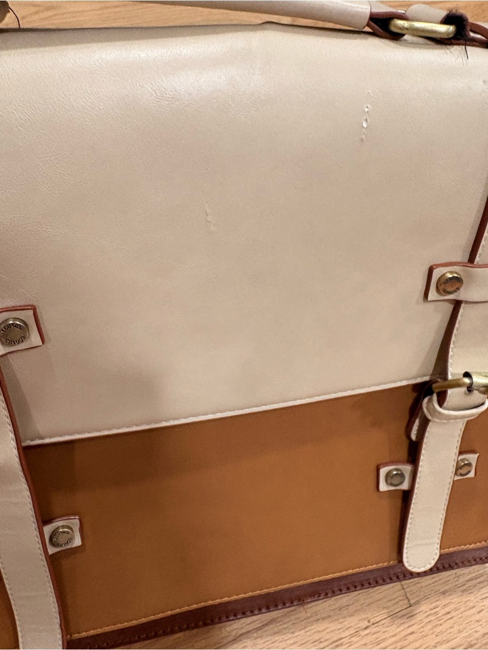 Sombre Vintage Briefcase - Cream & Tan Brown - Picture 7 of 7